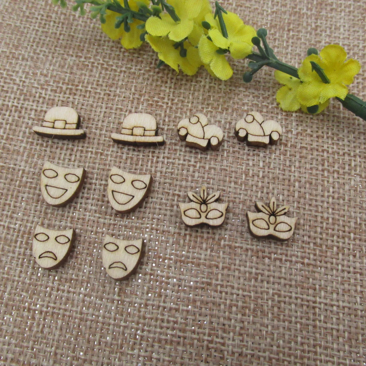 5 Pair Unfinished Blank Wooden Masquerade Mask Cabochon Joker Hat Post Mardi Gras Drama Wood Earrings Stud Handmade Jewelry Gift