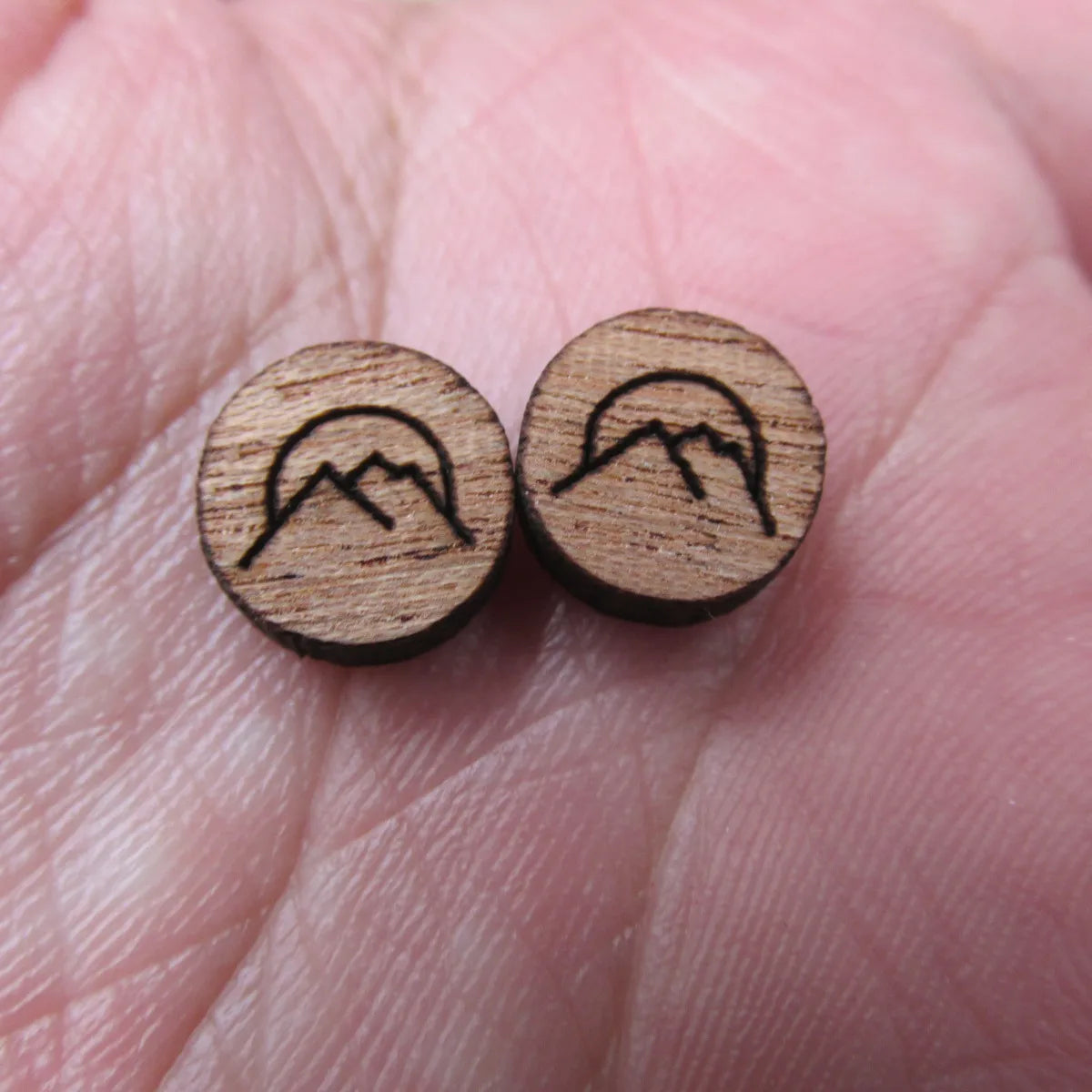 Unfinished Laser Engraved Wooden Mountain Cabochon Charms For Handmade DIY Craft  Earring Stud  Jewerly