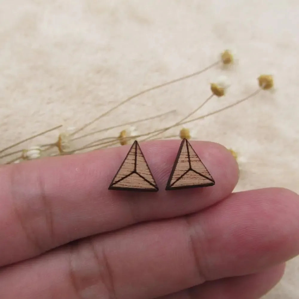 10pcs Unfinished Blank Wooden Geometric Triangular Mountain Shapes, DIY Wood Crafts Stud Earrings, Jewelry Making