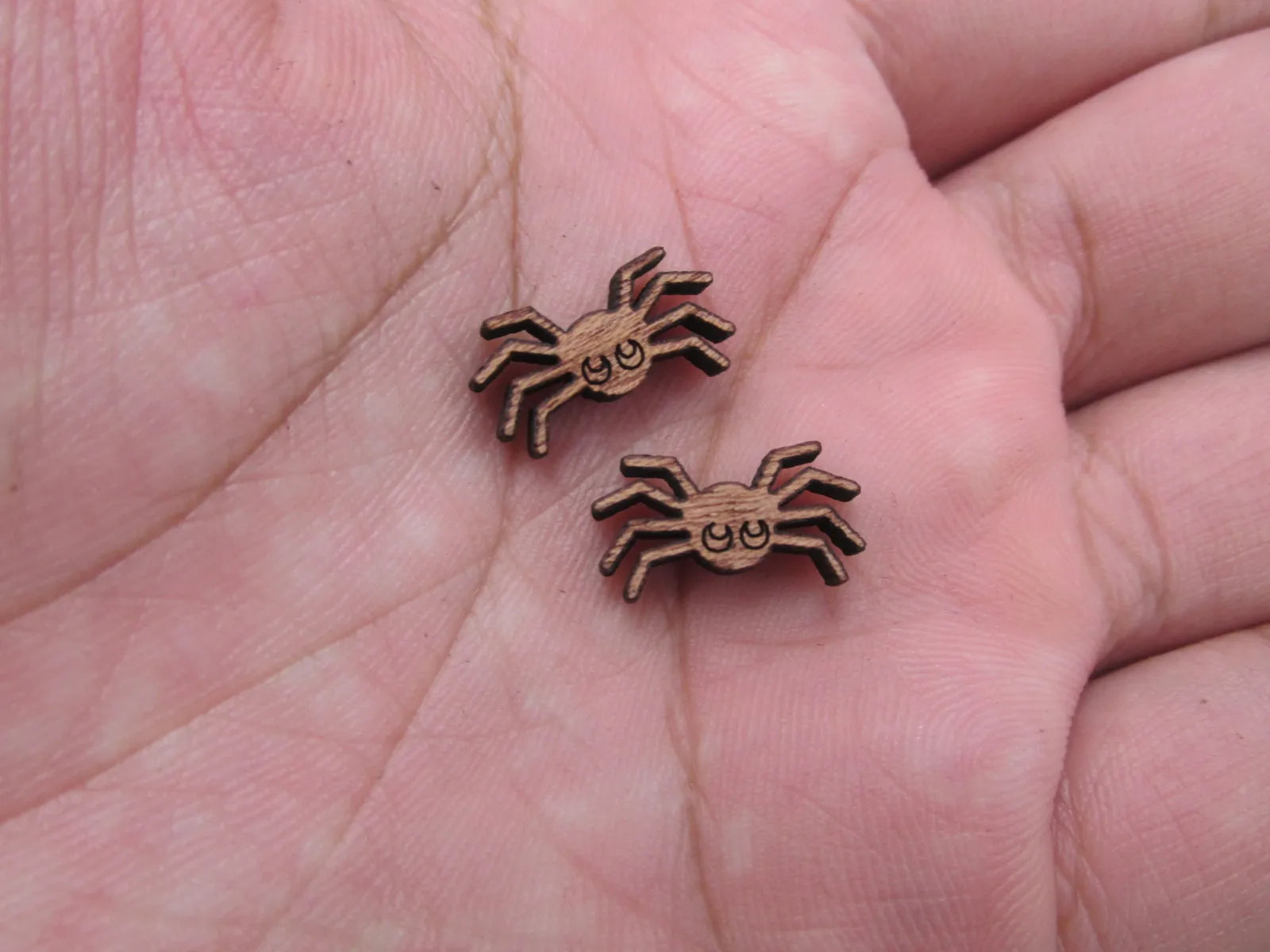5 Pair Unfinished Blank Laser Cut Wood Cabochon Holidays Halloween Spider Wooden Cutout Shapes For DIY Stud Earrings Supplies