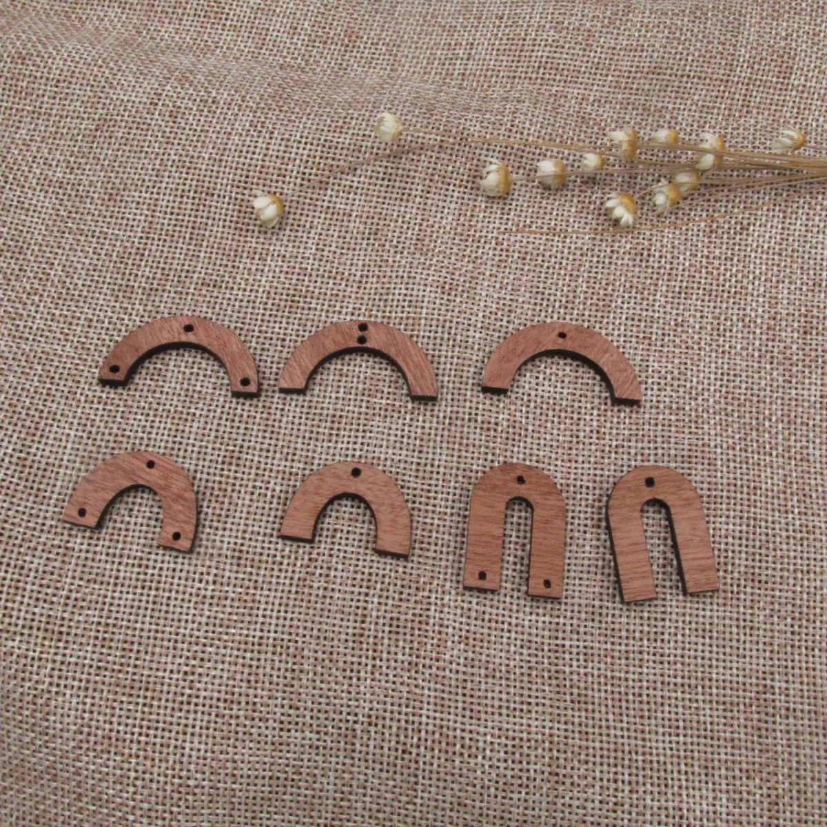 6 Pcs Unfinished Blank Wooden Arc Rainbow Shape Cutout Wood Connector For Necklace Earring Pendant  DIY Making Jewelry