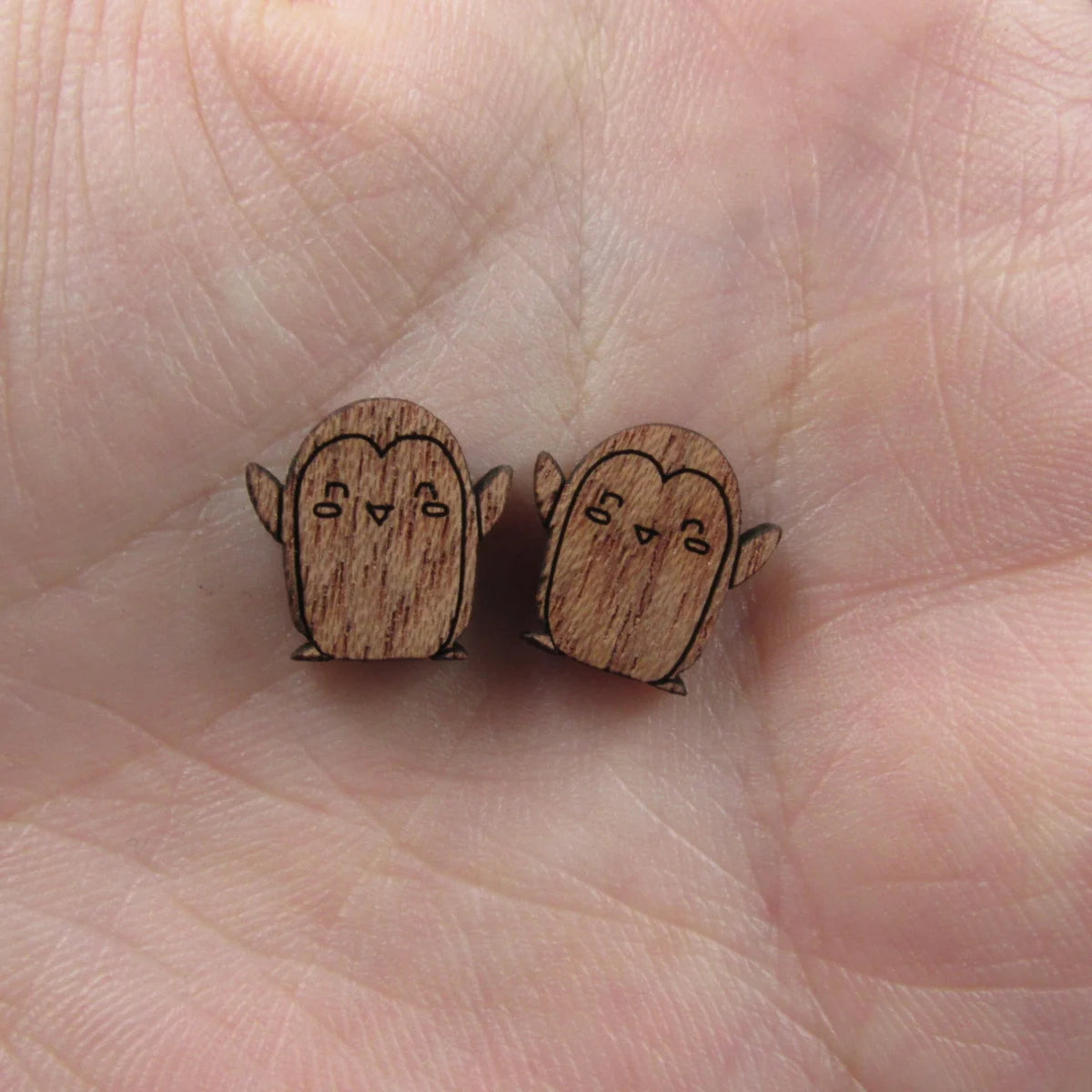 5 Pair Unfinished Blank Birds Wooden Penguin Cabochon Charms Wood Shape Cutouts For DIY Craft  Earring Stud