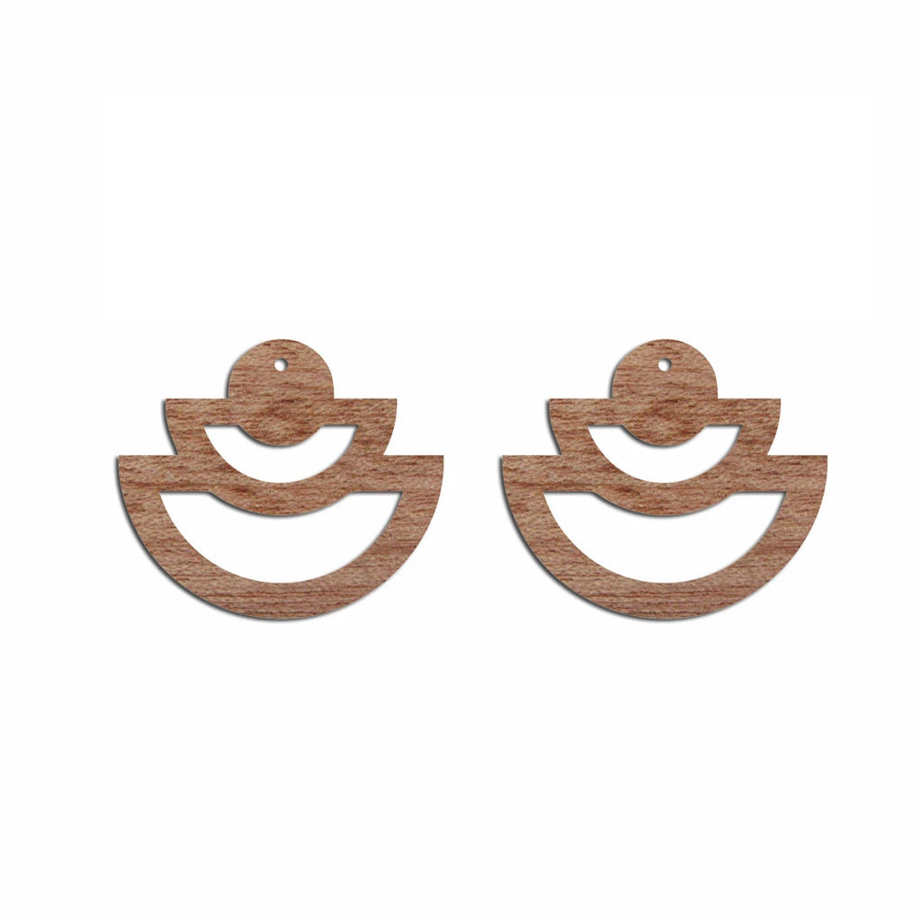 6pcs Unfinished Blank Wooden Geometric Double Half Circle Shape Wood Drop Earring Charms Pendant for DIY Jewelry Making