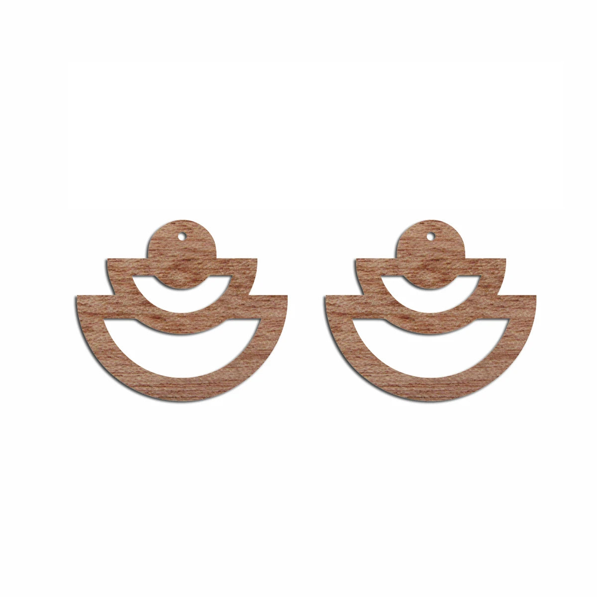 6pcs Unfinished Blank Wooden Geometric Double Half Circle Shape Wood Drop Earring Charms Pendant for DIY Jewelry Making