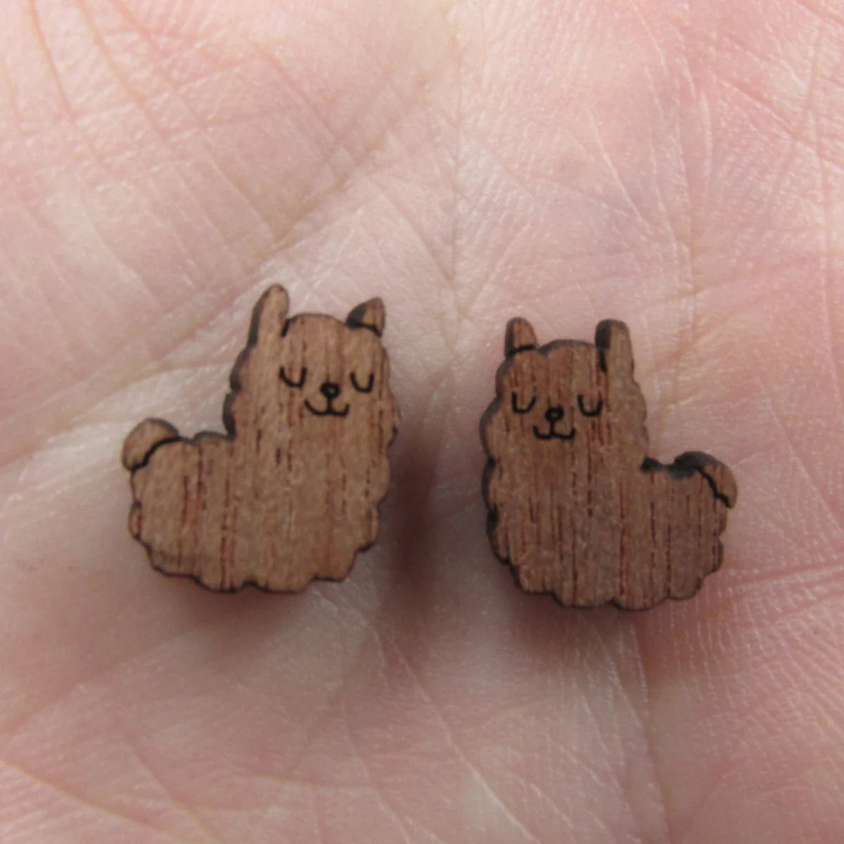 5 Pair Unfinished Blank Wild Animal Wooden Llama Alpaca Cabochon Charms Wood Shape Cutouts For DIY Craft  Earring Stud