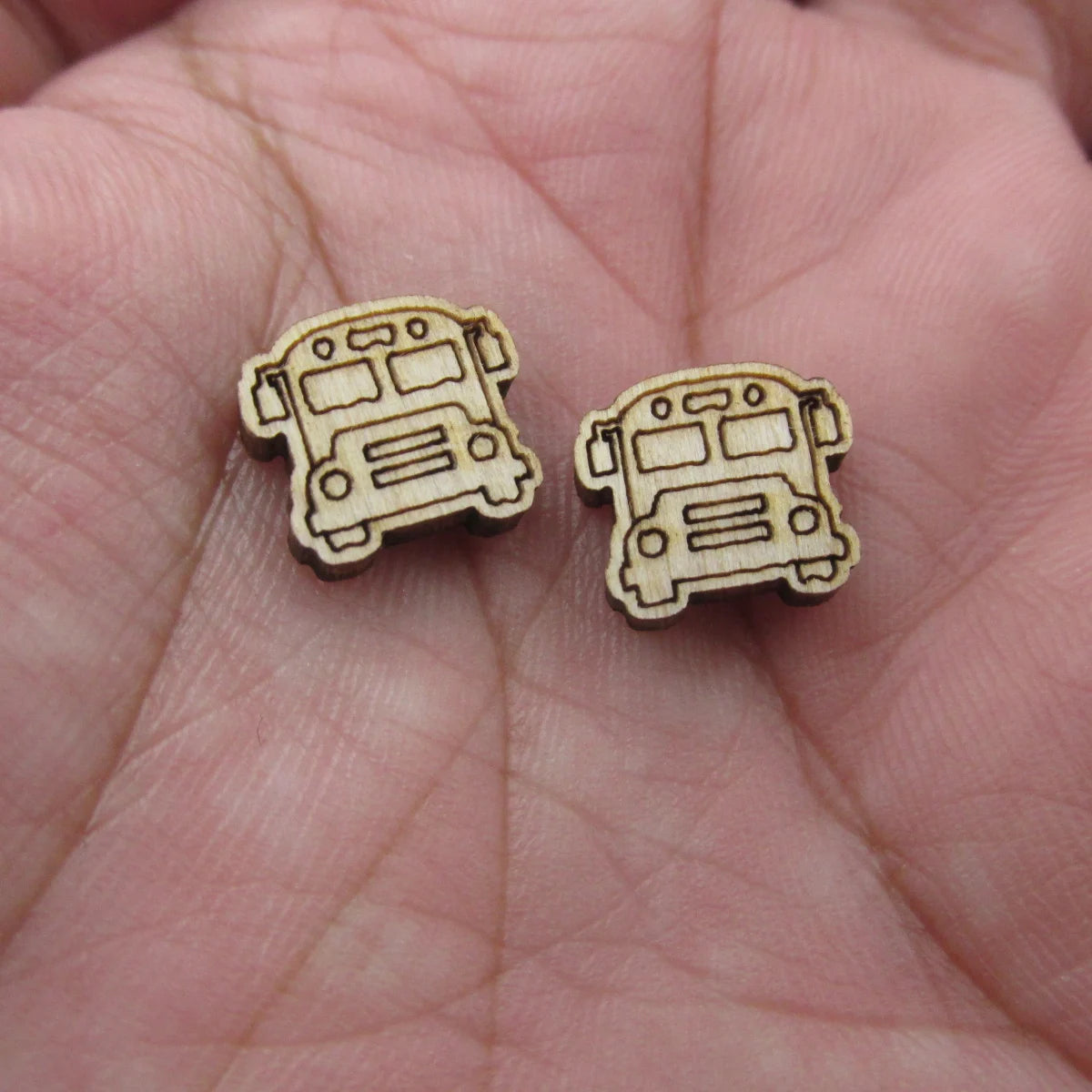 5 Pair Unfinished Blank Wood Cabochon Back to School Bus Post Paper Airplane Books Science Atom Earrings Stud Jewerly Findings