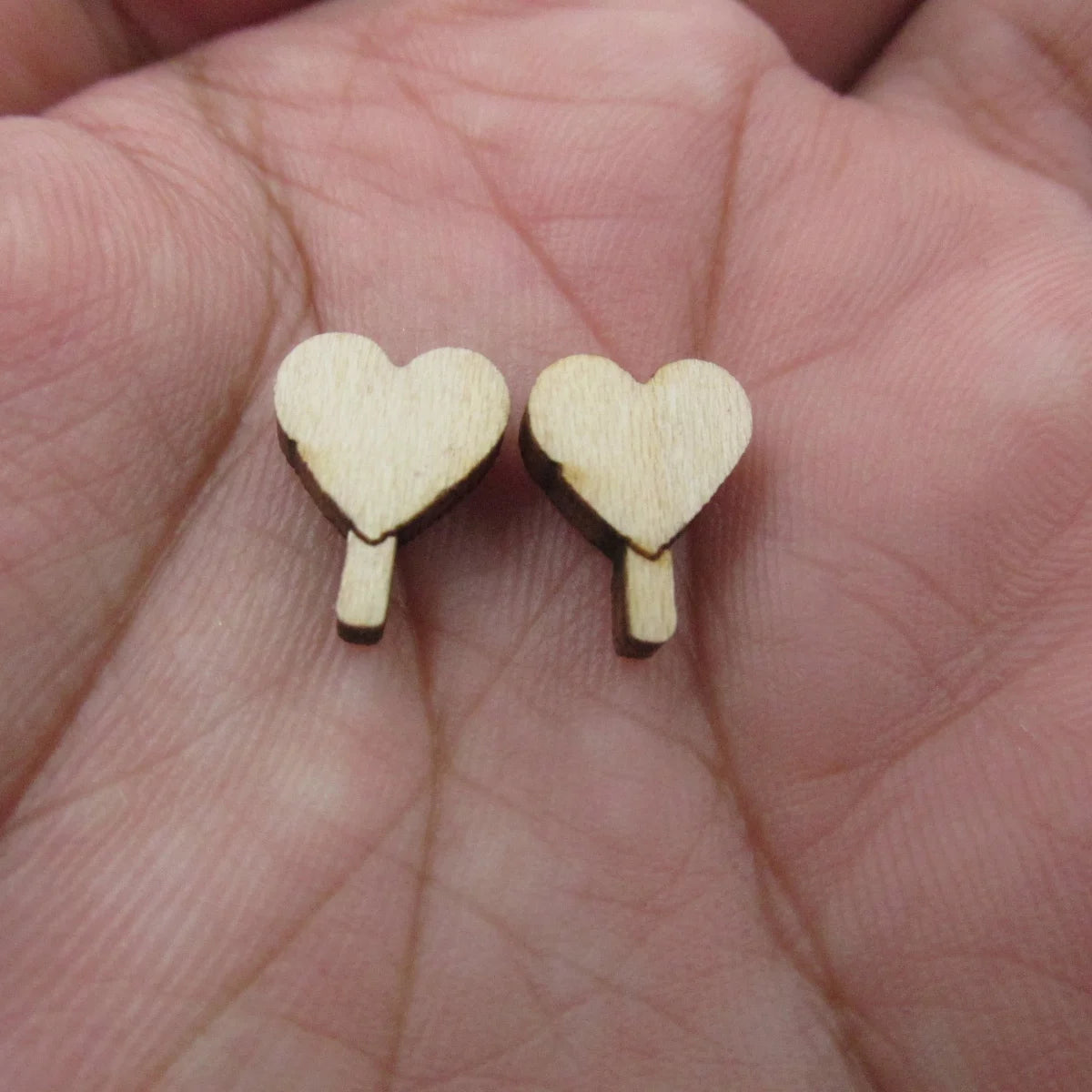 5 Pair Unfinished Blank Wooden Chocolate Heart Gift Box Cabochon Valentines Day Cupid Heart Post Sucker Wood Earrings Stud