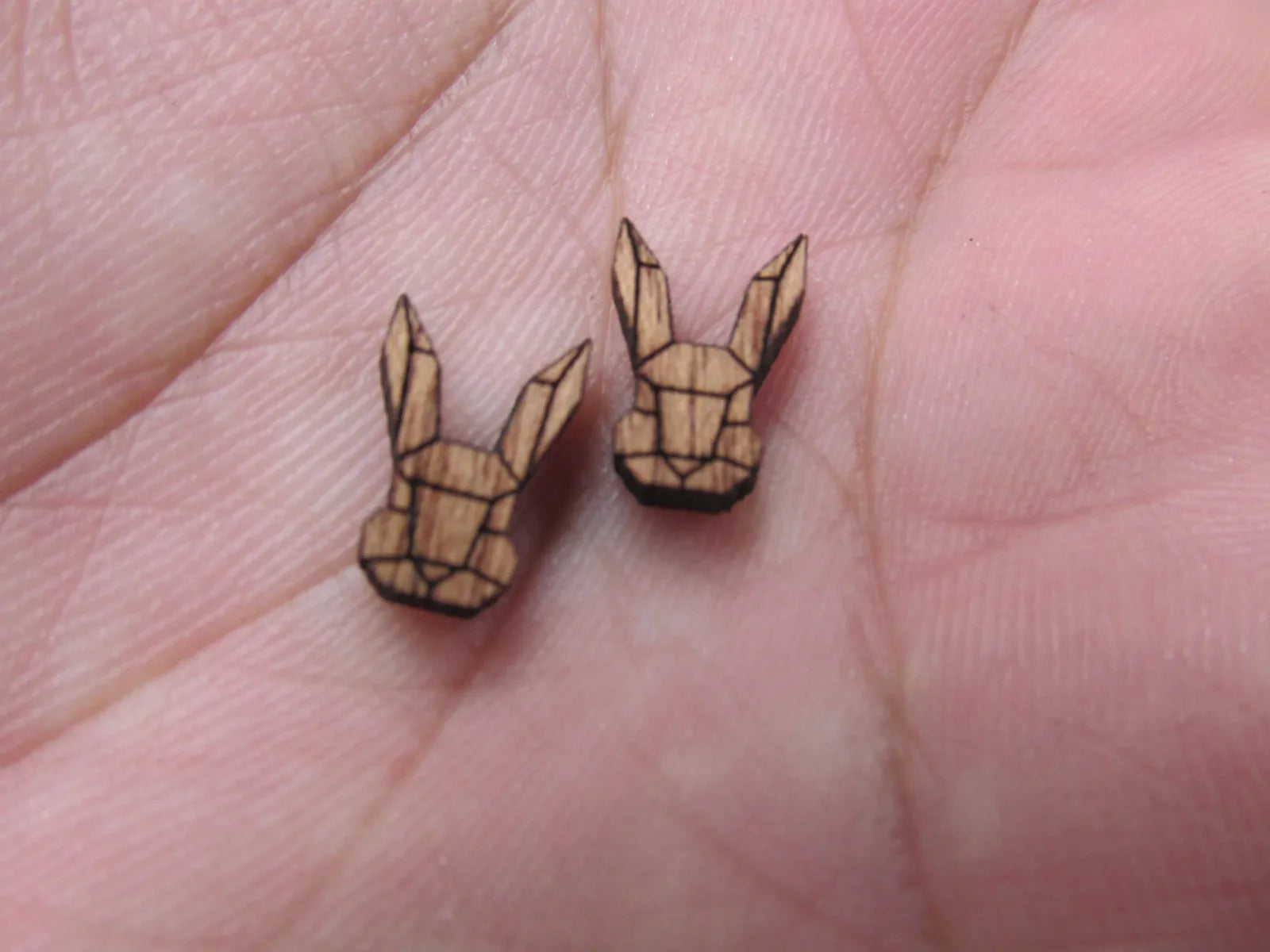 5 Pair Geometric Origami Unfinished Blank Wood Cabochon Animal Rabbit Bunny Wooden Cutout Shapes For DIY Stud Earrings Supplies