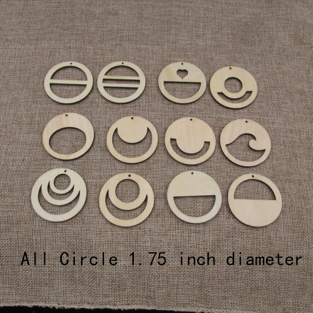 10pcs 1.75 inch Diameter Unfinished Wooden Blanks Geometric Circle Round Macrame DIY Earrings Findings Accessories Supplies