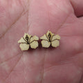10pcs Unfinished Blank Tiny Hibiscus Flower Shape Mini Wood Stud Earring Post Cabochon Handmade Charms