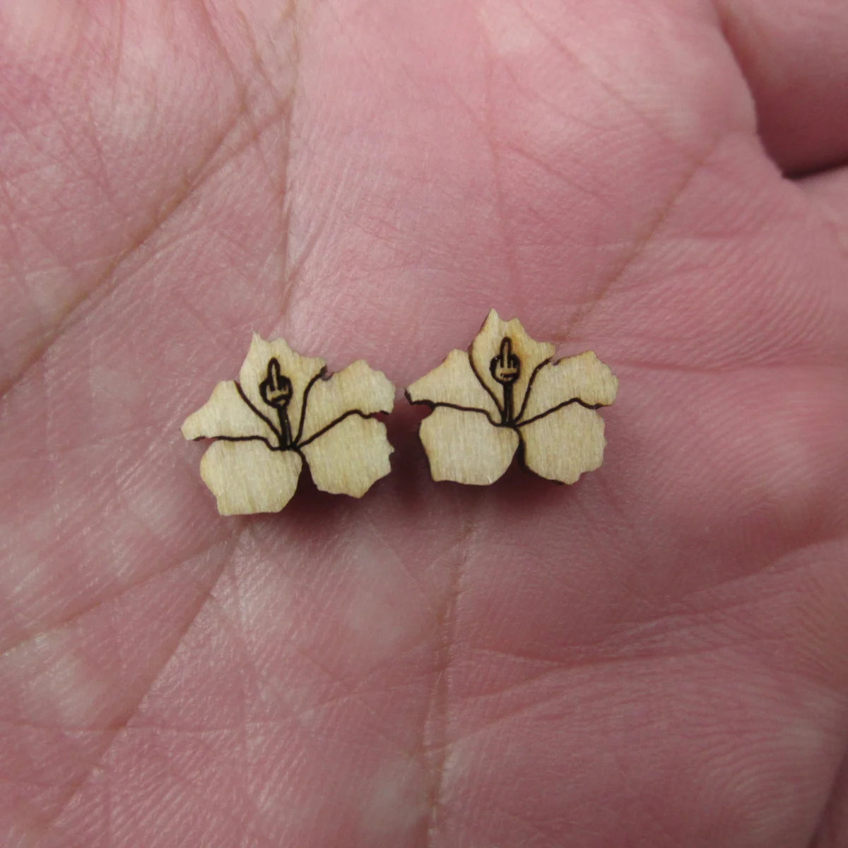 10pcs Unfinished Blank Tiny Hibiscus Flower Shape Mini Wood Stud Earring Post Cabochon Handmade Charms