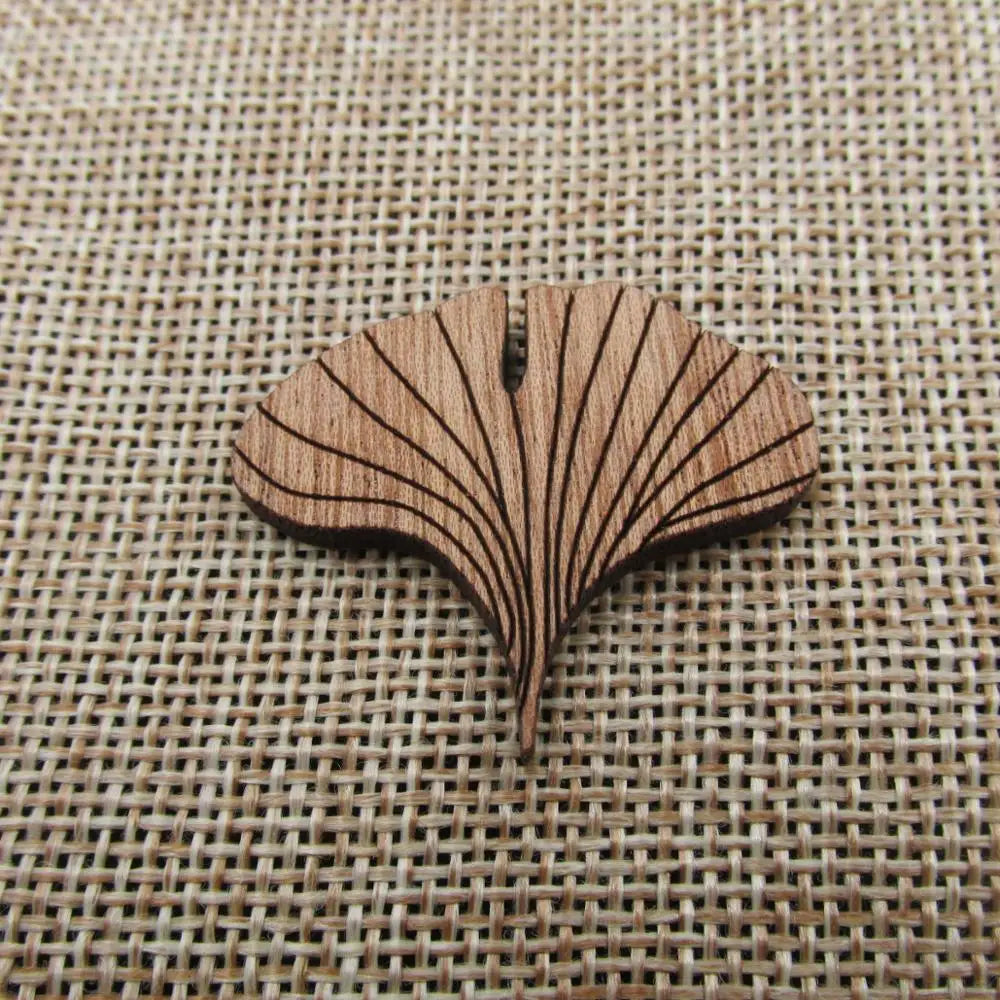 Unfinished Wood Ginkgo Leaf Shape Cutout Pendant Jewerly Finding Perfect for Earring Brooch Necklace Making