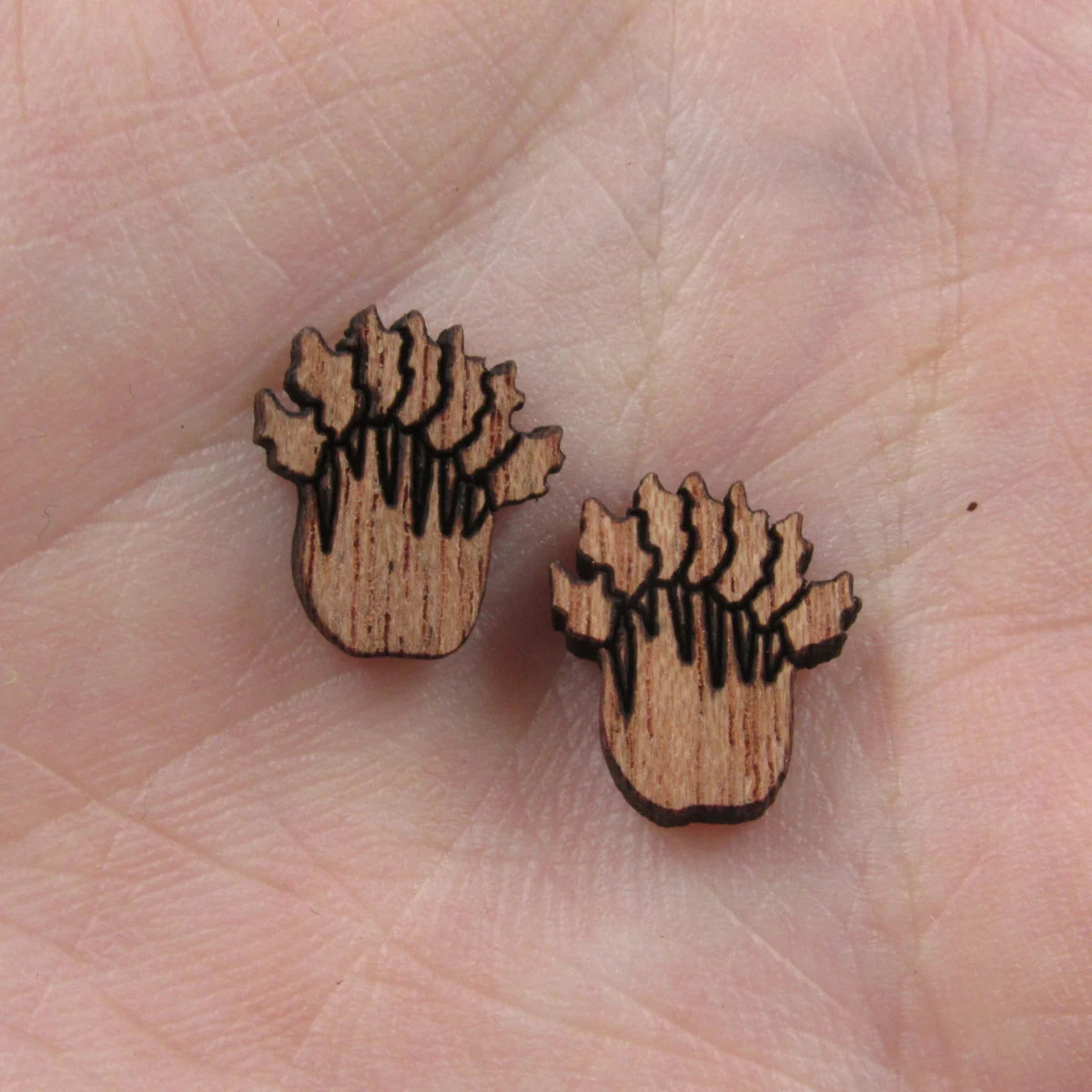 5 Pair Unfinished Blank Wooden Broccoli Cabochon Wood Greens Vegetable Leaf Shape Cutouts For DIY Craft Earring Stud