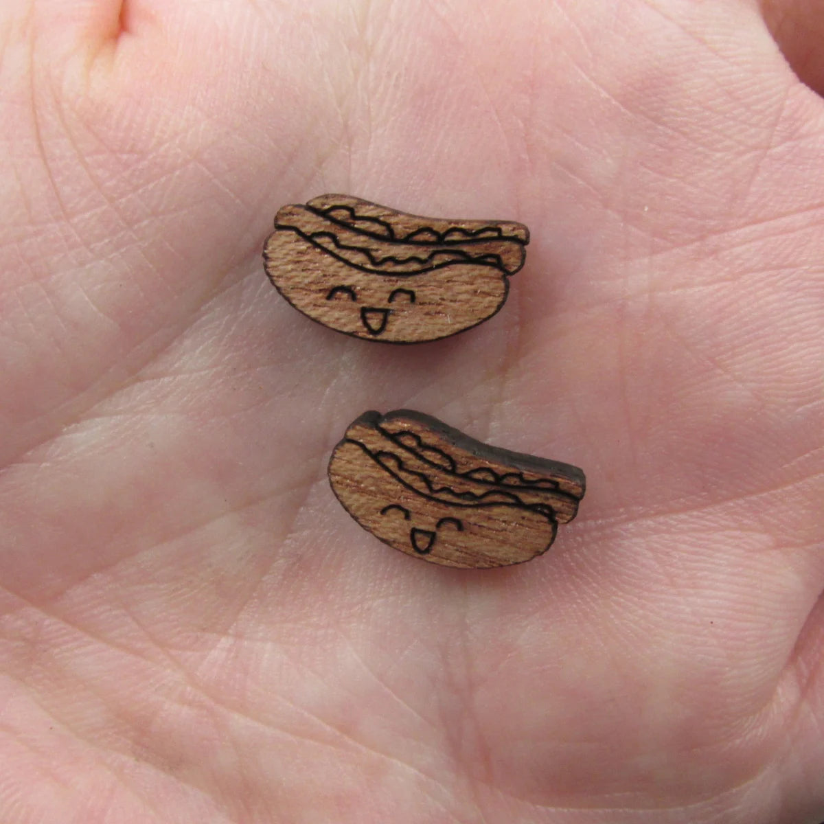 5 Pair Unfinished Blank Foods Wood Cabochon Taco Hot Dog Wooden Shape Charms Pendant For DIY Jewerly Earrings Suppliers