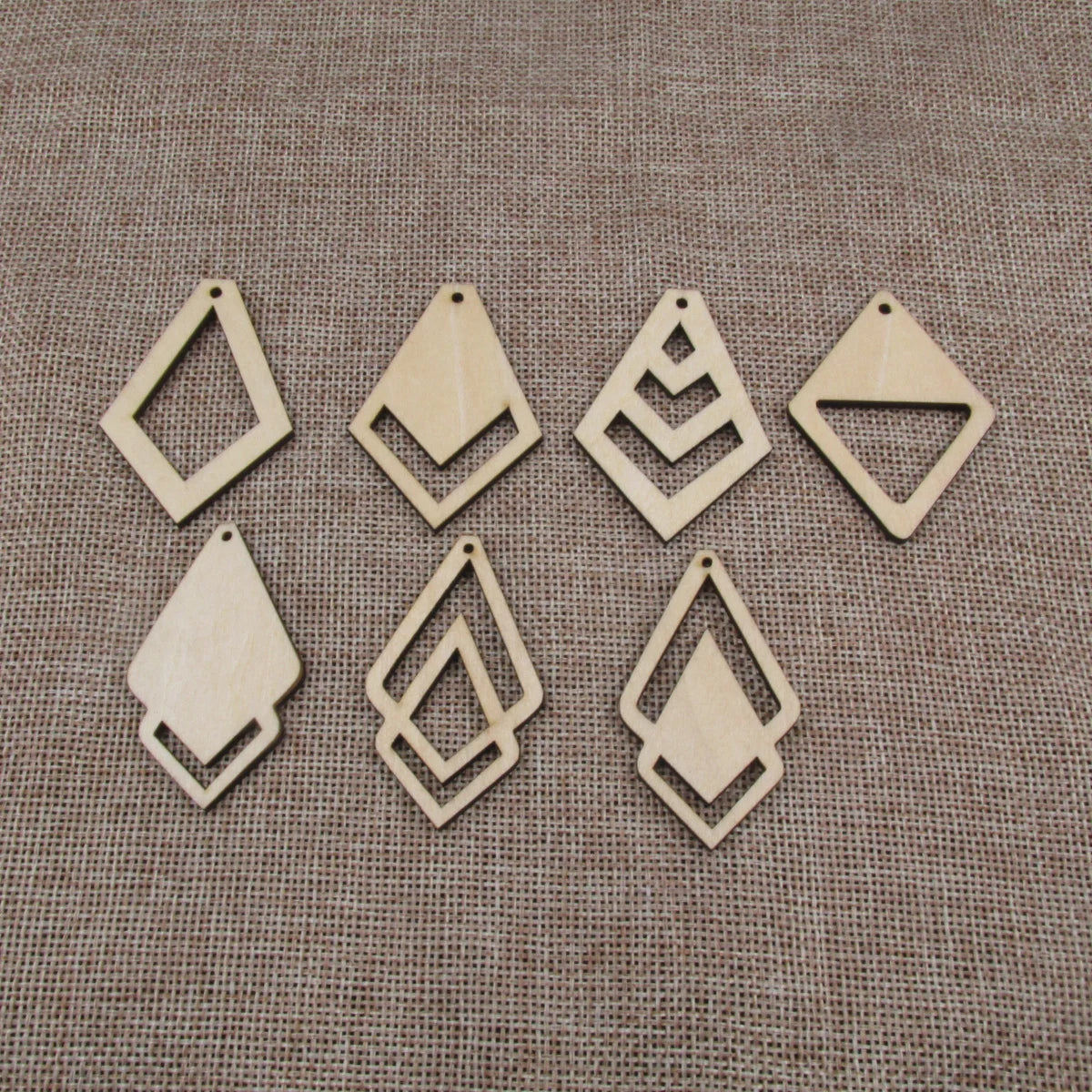 10pcs 2 inch Height Unfinished Wooden Blanks Tie Diamond Macrame DIY Earrings Findings Accessories Supplies