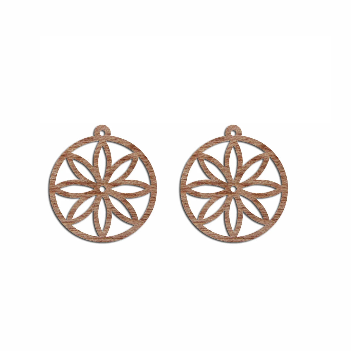 6pcs Unfinished Blank Wooden Circle Flower Charm Connector Pendant for Women Female Jewelry Making DIY Crafting