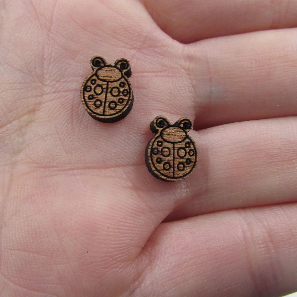 5 Pair Unfinished Blank Insect Bugs Wooden Ladybug Cabochon Charm Wood Shape Cutouts For DIY Craft  Earring