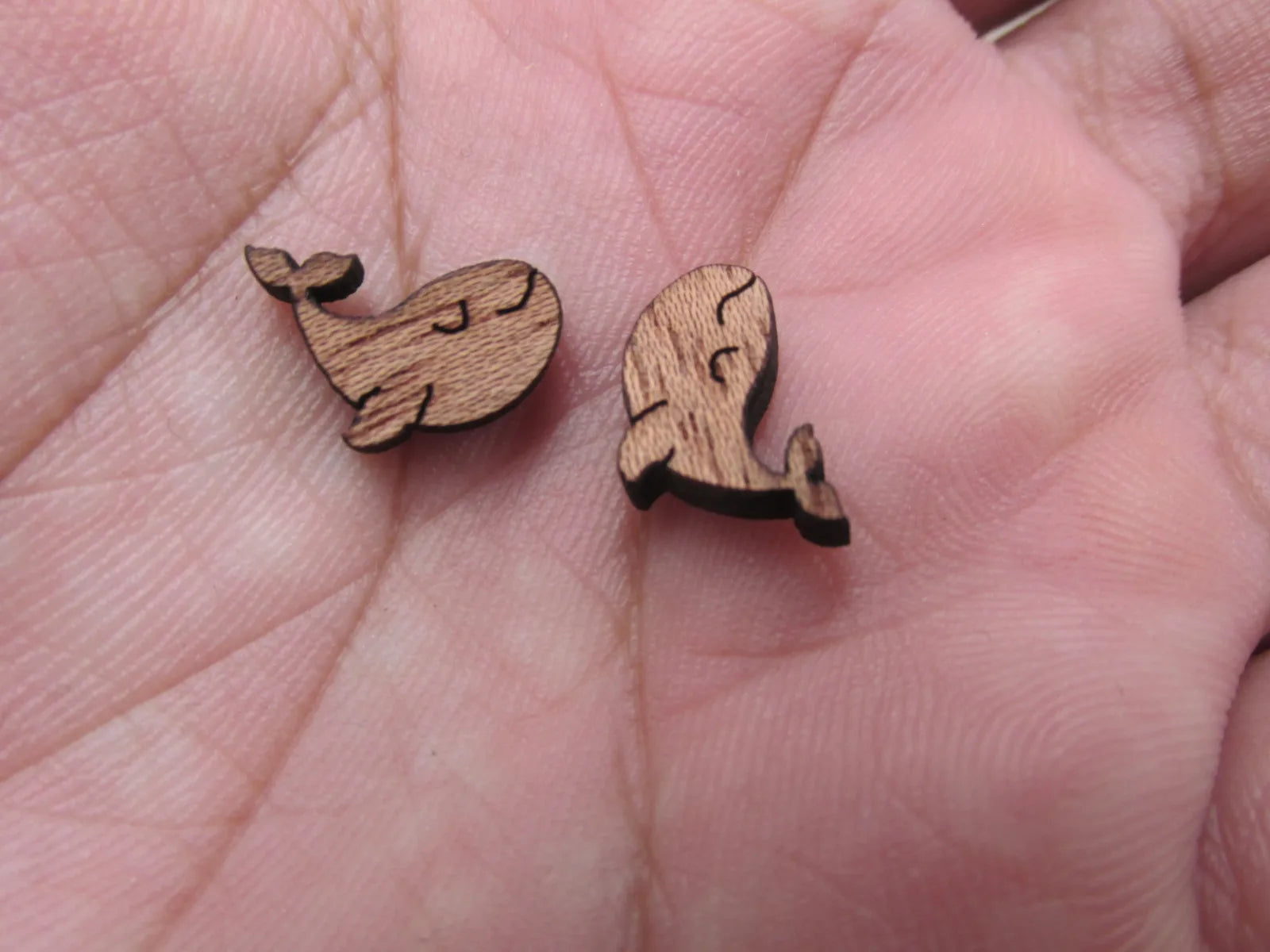 5 Pair Unfinished Wooden Cabochon Sea Animal whales Jewerly Accessory For DIY Handmade Earring Stud Pin