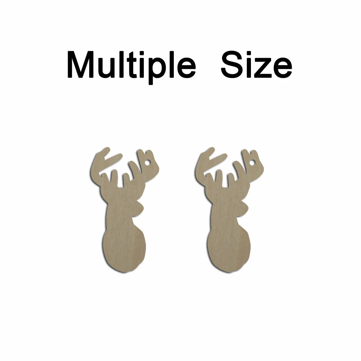 10pcs Multiple Size Unfinished Wooden Blanks Animal Deer Head Cutout Shape Dangle Earring For Jewelry Supplier