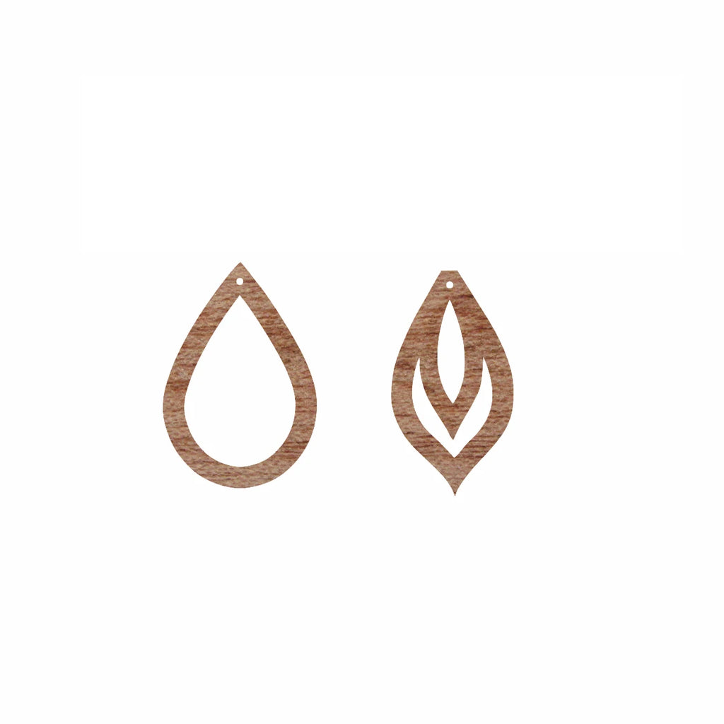 6pcs Unfinished Blank Wooden Teardrop Leaf Shape Macrame Wood Earring Charms Pendant for Jewelry Making