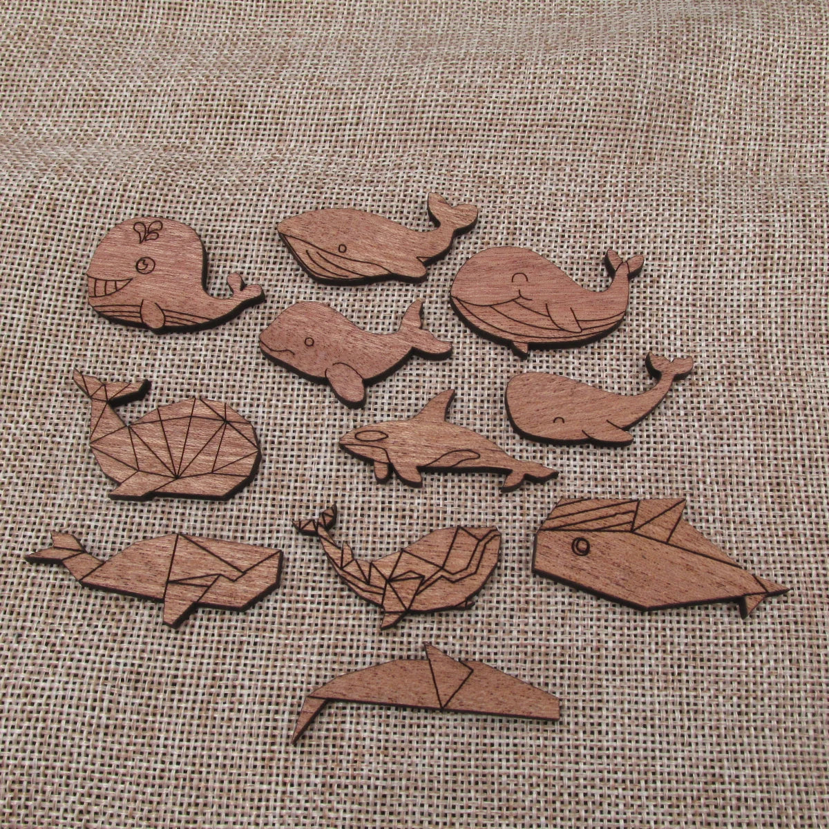 3 Pair Unfinished Under the Sea Ocean Animal Wooden Whales Shape Cutout For Brooches Pin Magnet Pendant Jewerly Diy Making