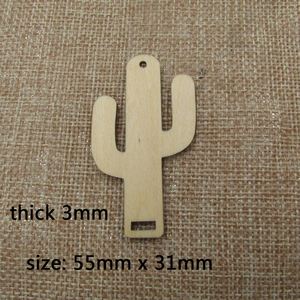 10pcs Wood Blanks Cacti  Macrame Wooden Cactus  Shape Cutouts Frame For DIY Earrings Findings Jewelry