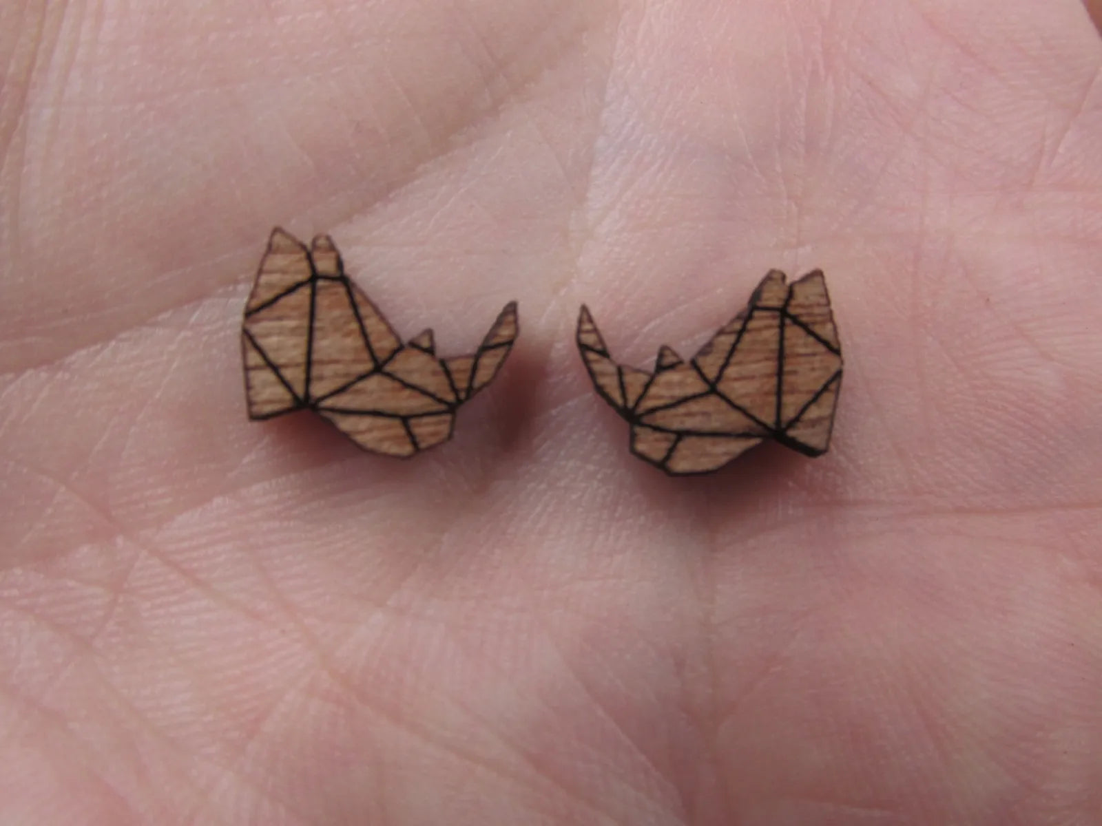 5 Pair Unfinished Woodland Blank Wild Animal Wooden Rhino Cabochon Charms Wood Shape Cutouts For DIY Craft  Earring Stud