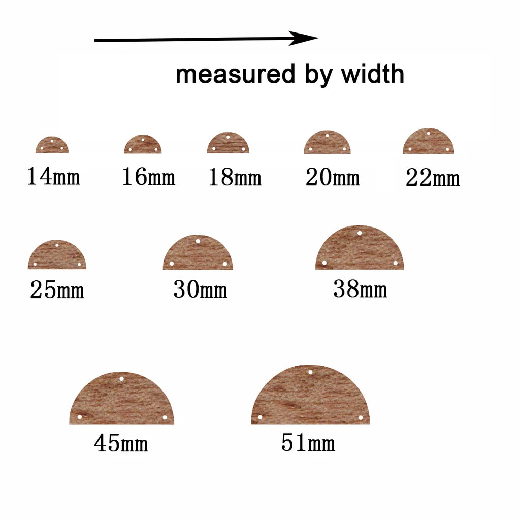 6pcs Unfinished Blank Wooden Geometric Half Circle Smicircle Three Holes Earring Connector Pendant for Jewelry Making