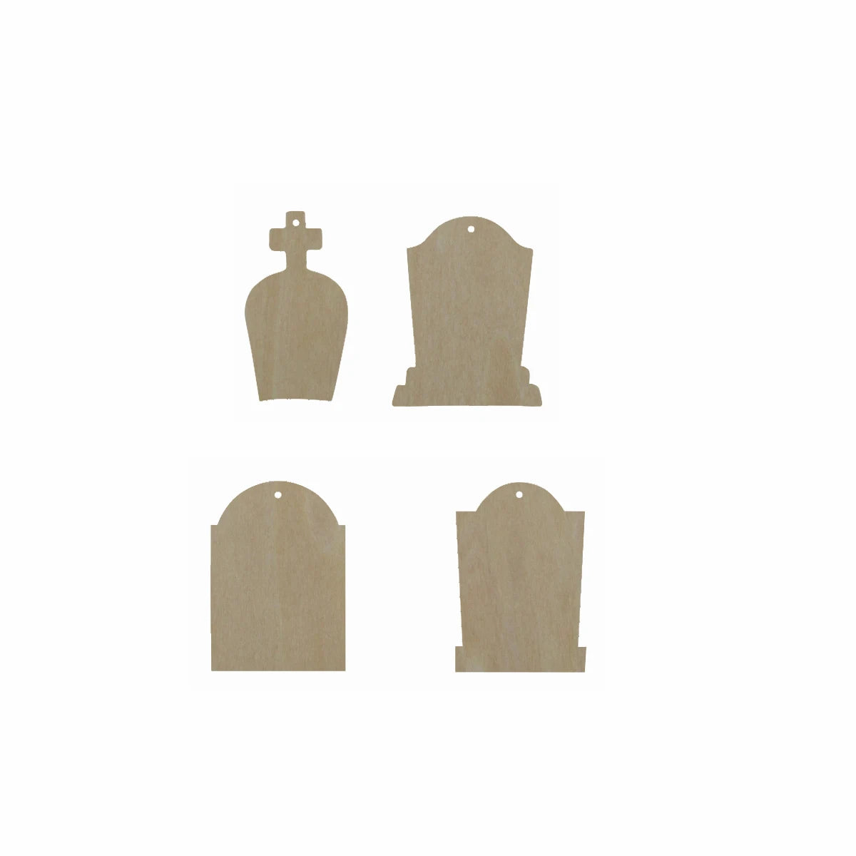 10pcs Bulk Unfinished Wooden Blank Holiday Halloween Rounded Gravestone Cutout Shape For Spooky Horror Theme Jewelry Earring