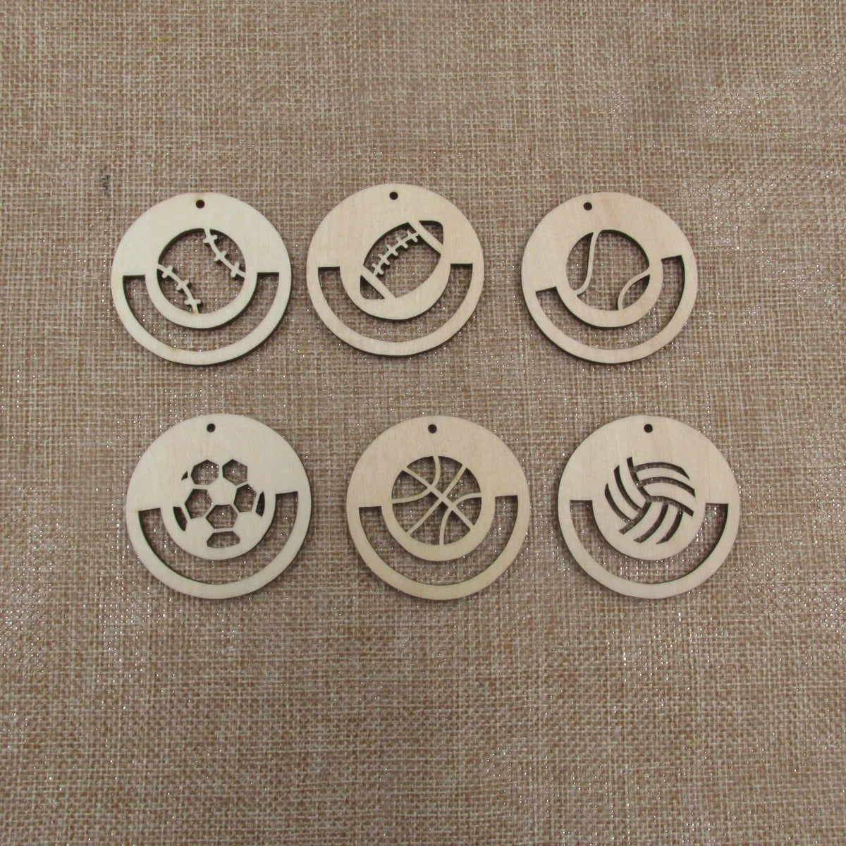 10pcs Unfinished Wooden Blanks Sport Macrame Circle Football Basketball Tennis Shape For DIY Earrings Supplies