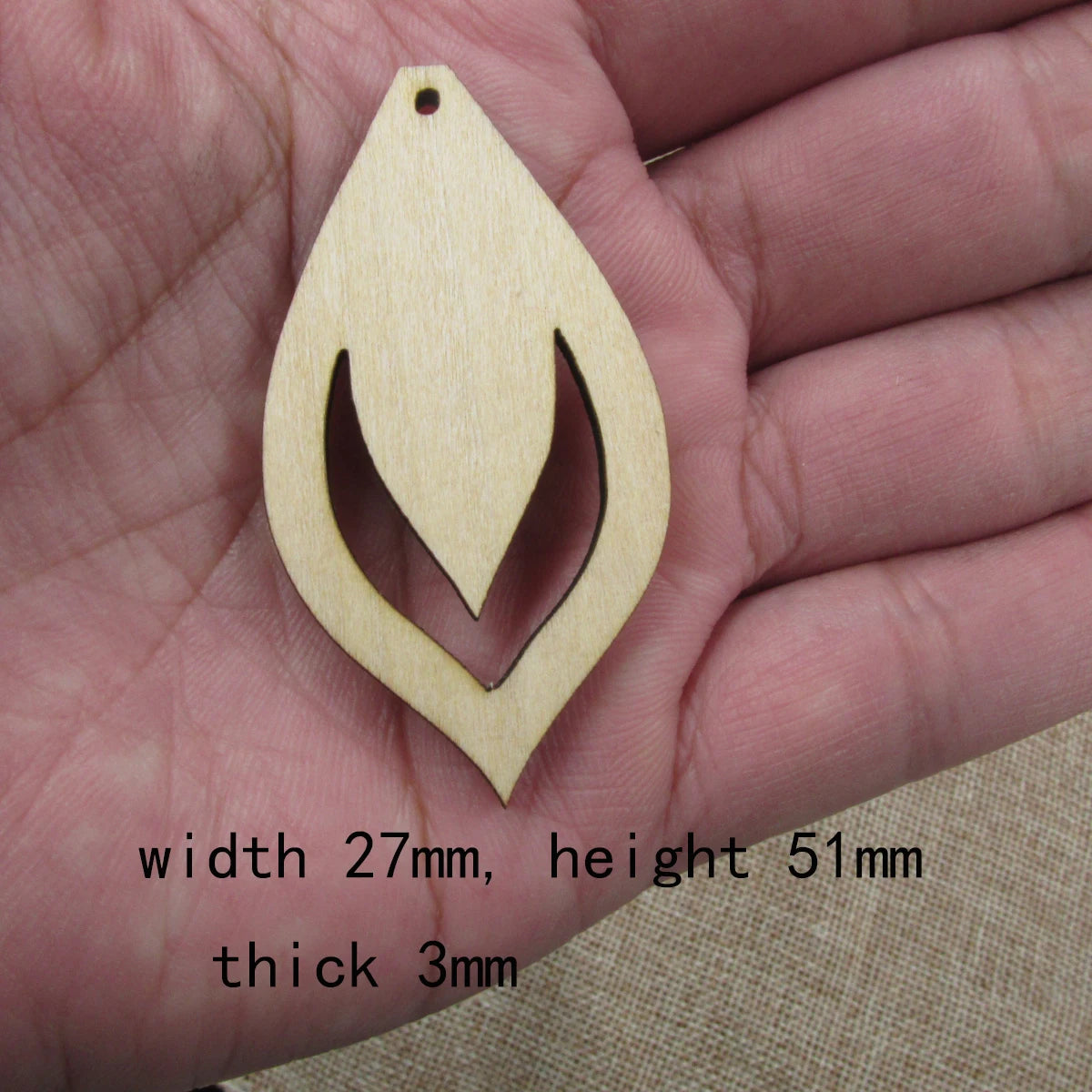 10pcs 2 inch Height Unfinished Wooden Blanks Teardrop Raindrop Waterdrop Macrame DIY Earrings Findings Accessories Supplies