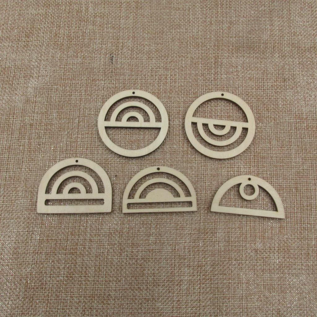 10pcs Unfinished Wood Macrames Rainbow Shape Cutouts Wooden Macrame For DIY Earrings Findings Jewelry