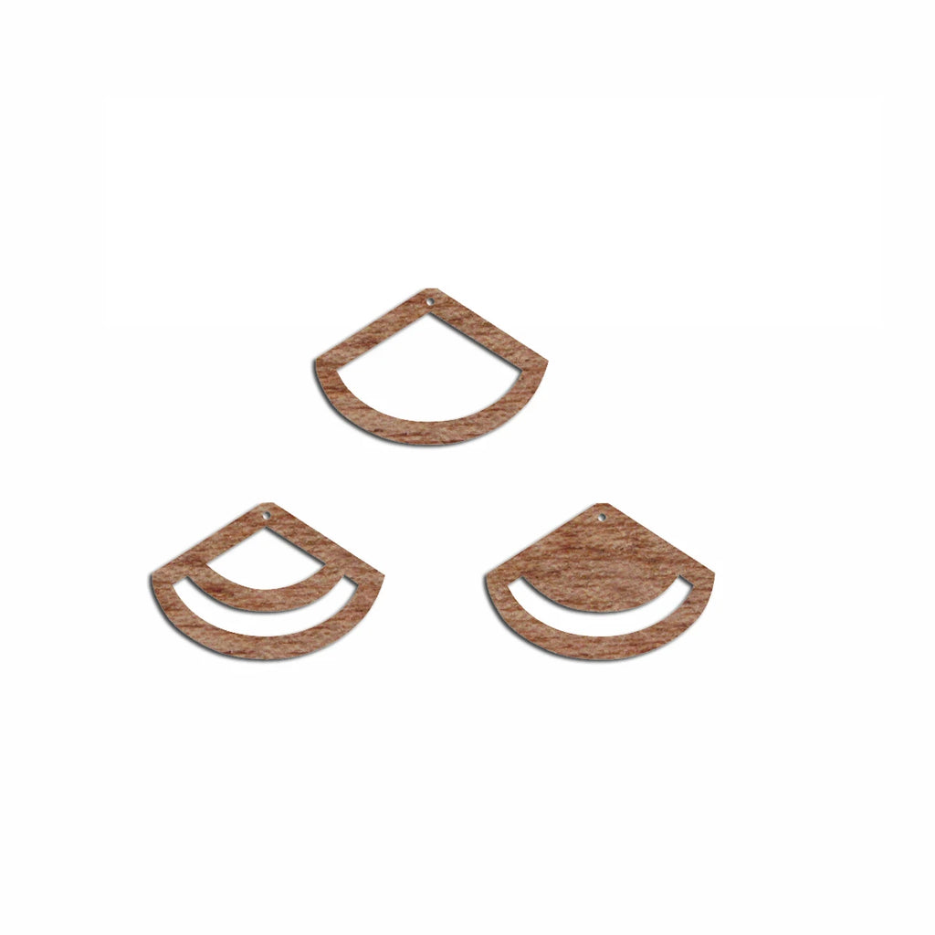 6pcs Unfinished Blank Wooden Geometric Circle Fan Macrame Wood Earring Charms Pendant for Jewelry Making