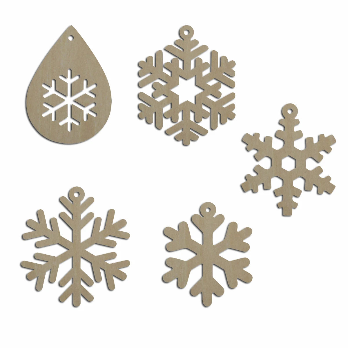 Bulk Unfinished Wooden Blank Christmas Snowflake Cutout Shape For Hanging Dangle Earring Wood Jewelry Accessories