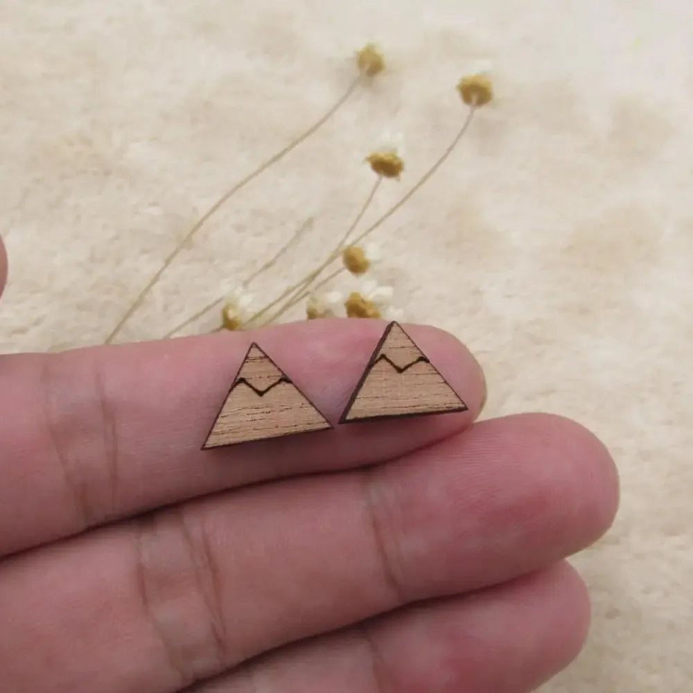 10pcs Unfinished Blank Wooden Geometric Triangular Mountain Shapes, DIY Wood Crafts Stud Earrings, Jewelry Making