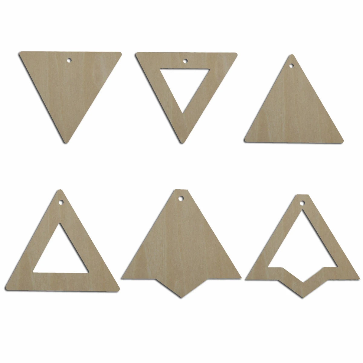 10pcs Laser Cut Unfinished Blank Wood Geometric Trigon Trilateral Cutout Shape Earring Pendant Jewelry Charm Finding