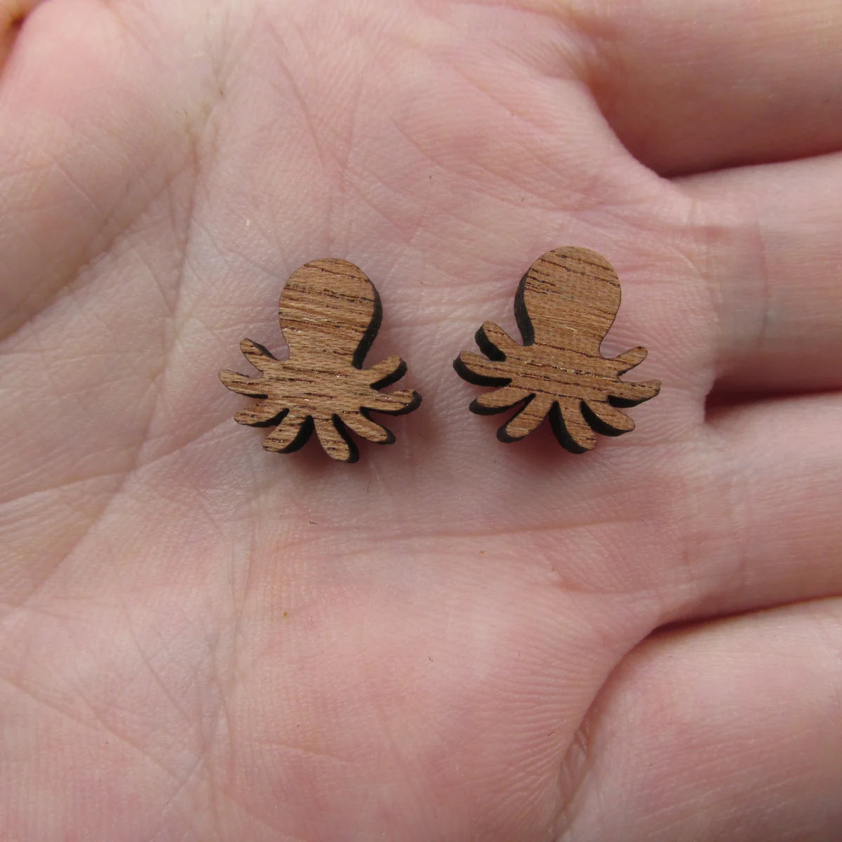 5 Pair Unfinished Blank Sea Animal Wooden Octopus Cabochon Charm Wood Shape Cutouts For DIY Craft  Earring