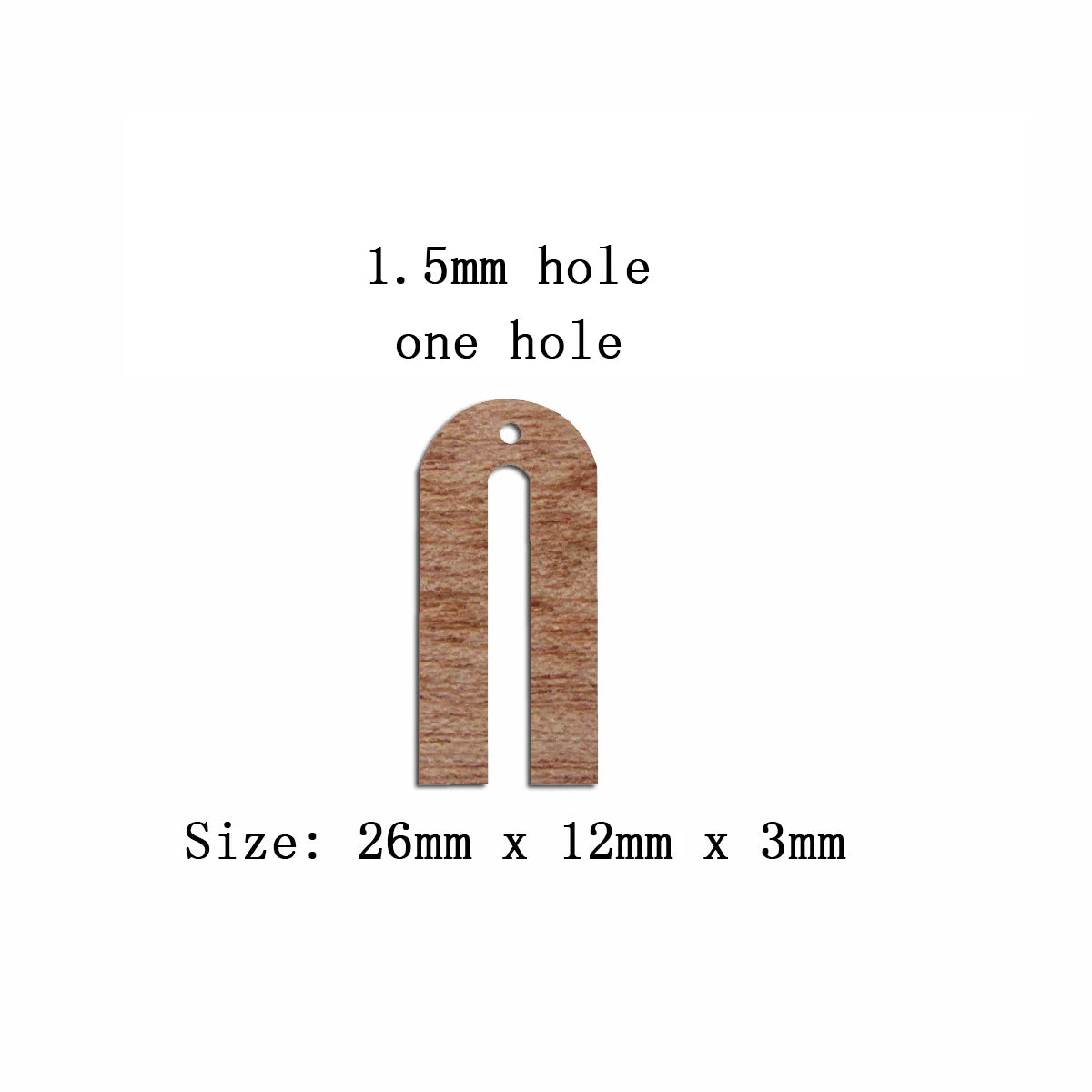 6pcs Unfinished 26mm x 12mm Blank Wooden U Semi Circle Post Stud Earring Connector Pendant for Jewelry Making