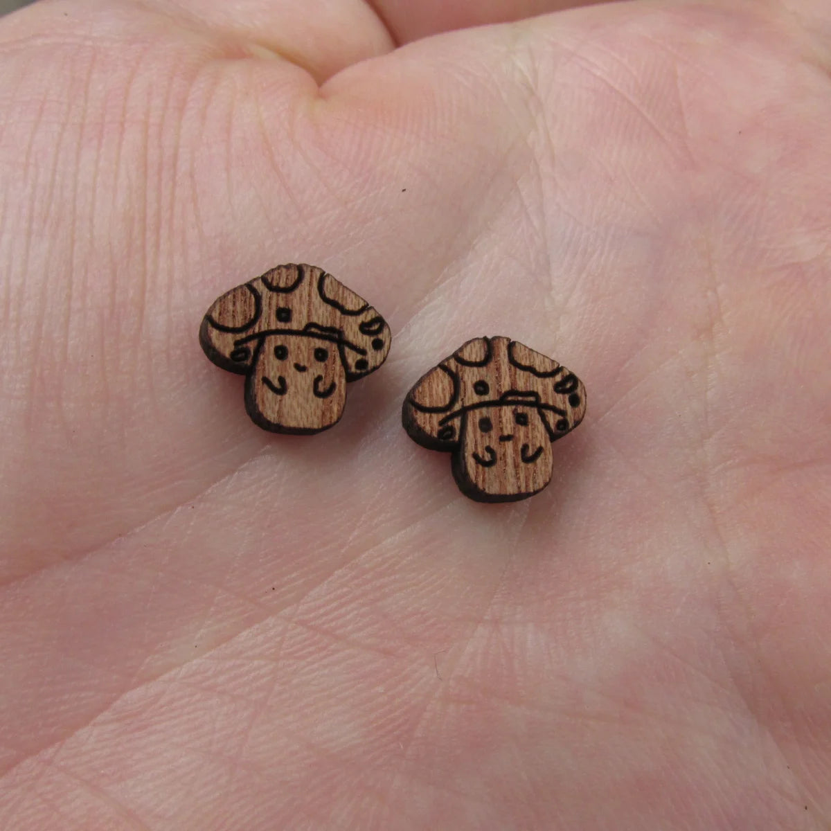 5 Pair Unfinished Blank Wooden Plants Mushroom Cabochon Wood Shape Cutouts For DIY Craft Earring Stud