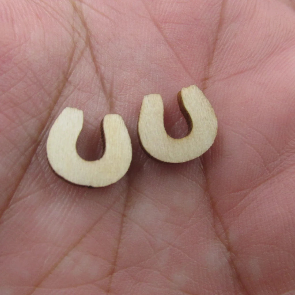 5 Pair Unfinished Blank Wooden Horseshoe Cabochon Post Wood Earrings Stud St Patricks Day Gifts