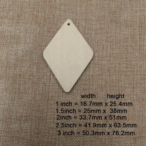 10pcs All Size DIY Unfinished Laser Cut Wood Earrings Blanks Geometric Hollow Diamond Rhomb Shape For Jewelry