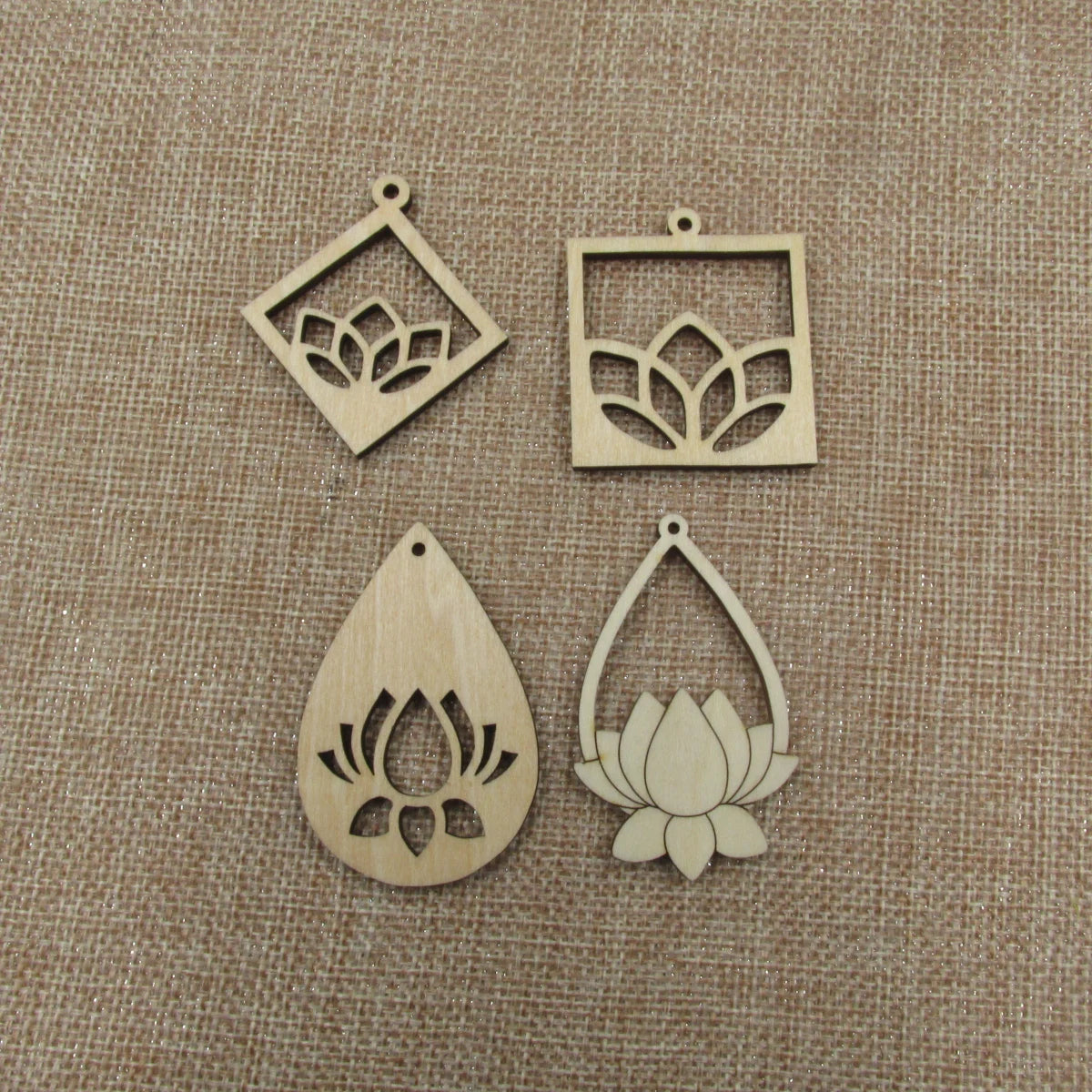10pcs Unfinished Wood Blanks Flower Lotus Earring Diamond Square Teardrop Shape Wooden For DIY Earrings Findings Jewelry