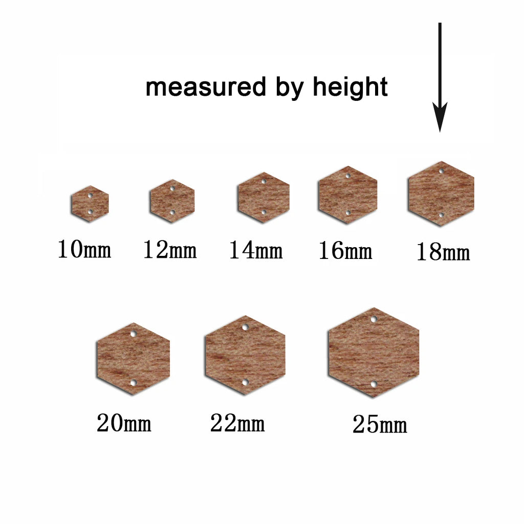 6pcs Unfinished Blank Wooden Geometric Hexagon Earring Connector Pendant for Jewelry Making DIY Crafting