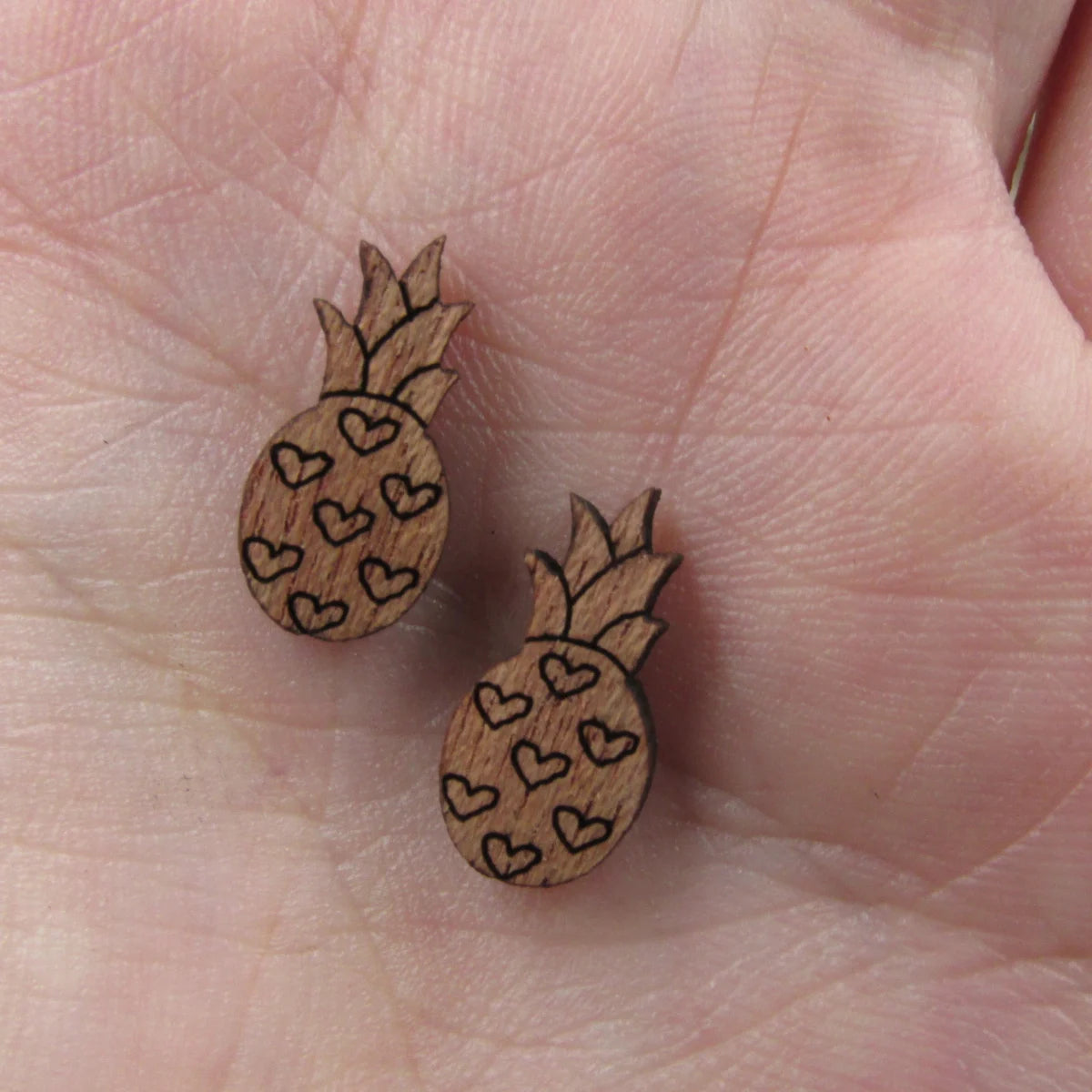 5 Pairs Unfinished Laser Engraved Wood Cabochon Shape Plants Pinapple Charms Wooden Jewerly Earrings Suppliers