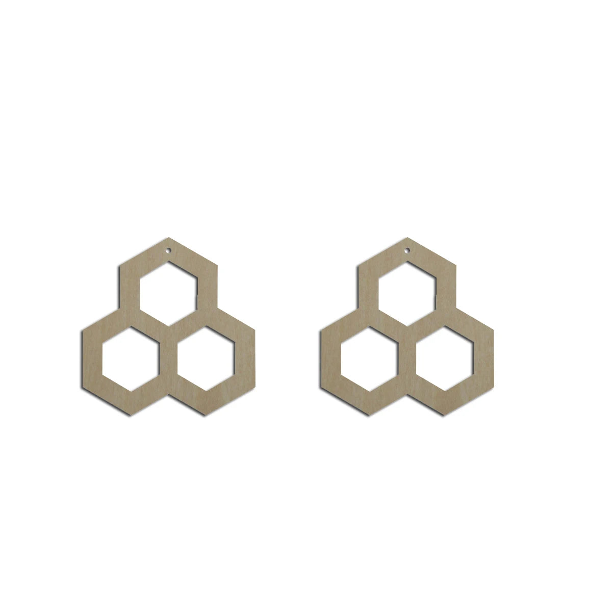 10pcs Unfinished Wood Blank Geometric Three Hexagon Honeycomb Shape Macrame Earring Pendant Charms For DIY Jewelry Making