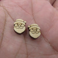 5 Pair Unfinished Blank Christmas Wooden Santa Cabochon Peppermint Candy Poinsettia Post Christmas Bell Wood Earrings Stud