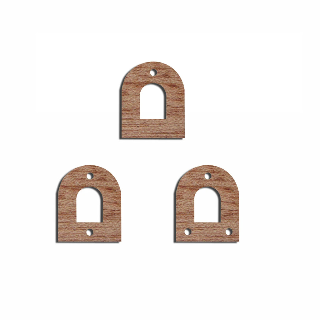 6pcs Unfinished 16mm x 13mm Blank Window Wooden U Semi Circle Post Stud Earring Connector Pendant for Jewelry Making