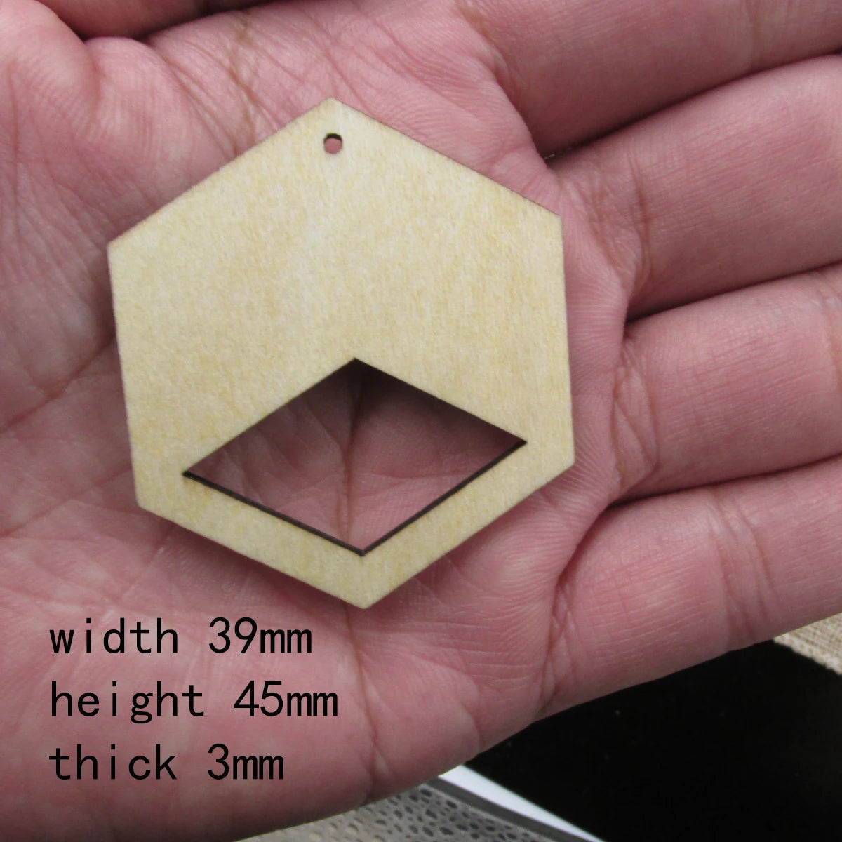 10pcs 1.75 inch Unfinished Wooden Blanks Geometric Hexagon Macrame DIY Earrings Parts Findings Accessories Supplies