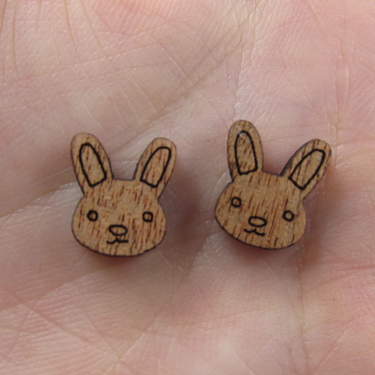 5 Pair Unfinished Blank Wide Animal Wood Bunny Rabbit Wooden Cutout Shapes For DIY Stud Earrings Supplies