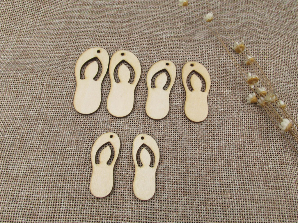 Unfinished Wooden Earrings Pendants Blank Beach Flip Flops Sandals Shape Cutout Jewelry Making DIY Ear ring Findings